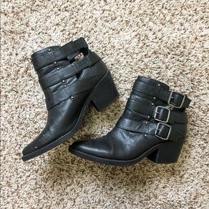 Black side-buckle booties